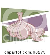 Royalty Free RF Clipart Illustration Of Garlic Over Green And Purple Triangles