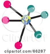 Poster, Art Print Of Global Face Character In The Center Of A Molecule