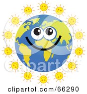 Royalty Free RF Clipart Illustration Of A Global Face Character With Suns by Prawny
