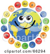 Poster, Art Print Of Global Face Character With Lottery Balls