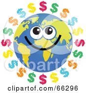 Poster, Art Print Of Global Face Character With Dollar Symbols