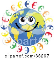 Poster, Art Print Of Global Face Character With Euro Symbols