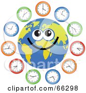 Poster, Art Print Of Global Face Character With Clocks