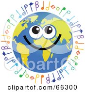 Poster, Art Print Of Global Face Character With Music Notes