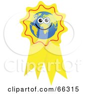 Poster, Art Print Of Global Face Character On A Yellow Ribbon