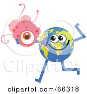 Poster, Art Print Of Global Character Holding Bacteria