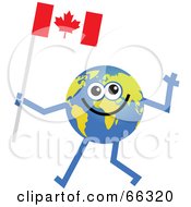 Global Character Carrying A Canadian Flag