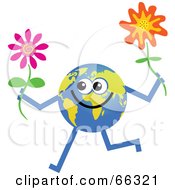 Poster, Art Print Of Global Character Holding Flowers