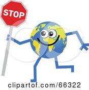 Poster, Art Print Of Global Character Holding A Stop Sign