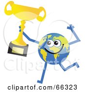 Poster, Art Print Of Global Character Holding A Trophy