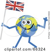 Poster, Art Print Of Global Character Carrying A Union Jack Flag