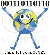 Poster, Art Print Of Global Character Holding Binary Coding