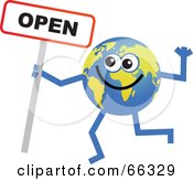 Poster, Art Print Of Global Character Holding An Open Sign