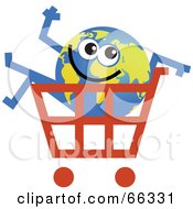 Poster, Art Print Of Global Character In A Shopping Cart