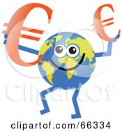 Poster, Art Print Of Global Character Holding Euro Symbols