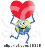 Poster, Art Print Of Global Character Holding A Heart