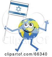 Poster, Art Print Of Global Character Carrying An Israel Flag