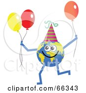 Poster, Art Print Of Global Character Holding Party Balloons