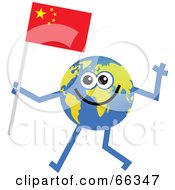 Poster, Art Print Of Global Character Carrying A China Flag