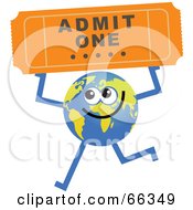 Poster, Art Print Of Global Character Holding A Ticket