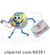 Poster, Art Print Of Global Character Holding A First Aid Kit And Stethoscope