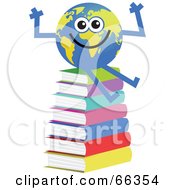 Global Character Sitting On Books