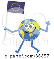 Global Character Carrying A Europe Flag