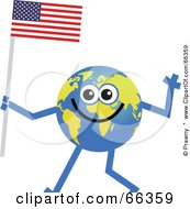 Poster, Art Print Of Global Character Carrying An American Flag