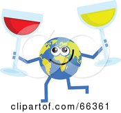 Poster, Art Print Of Global Character Holding Glasses Of Wine