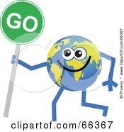 Global Character Holding A Go Sign