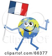 Royalty Free RF Clipart Illustration Of A Global Character Carrying A France Flag