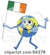 Royalty Free RF Clipart Illustration Of A Global Character Carrying An Ireland Flag