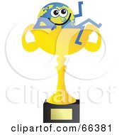 Royalty Free RF Clipart Illustration Of A Global Character In A Trophy Cup by Prawny