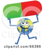 Poster, Art Print Of Global Character Holding A Pill