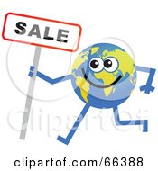 Poster, Art Print Of Global Character Holding A Sale Sign