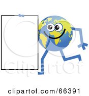 Poster, Art Print Of Global Character Carrying A Blank Sign