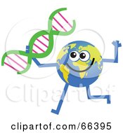 Royalty Free RF Clipart Illustration Of A Global Character Holding DNA