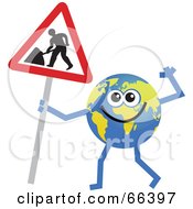 Poster, Art Print Of Global Character Holding A Maintenance Sign