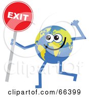 Poster, Art Print Of Global Character Holding An Exit Sign