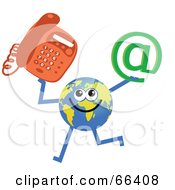 Poster, Art Print Of Global Character Holding A Phone And At Symbol