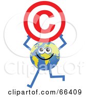Poster, Art Print Of Global Character Holding A Copyright Symbol