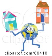 Poster, Art Print Of Global Character Holding Houses