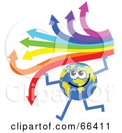 Poster, Art Print Of Global Character Holding An Arrow Rainbow