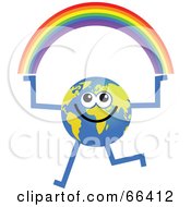 Poster, Art Print Of Global Character Holding A Rainbow