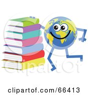 Poster, Art Print Of Global Character With A Stack Of Books