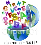 Poster, Art Print Of Open Globe With Alphabet Letters