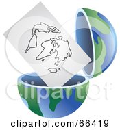 Royalty Free RF Clipart Illustration Of An Open Globe With A Map by Prawny