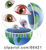 Royalty Free RF Clipart Illustration Of An Open Globe With Eyes by Prawny