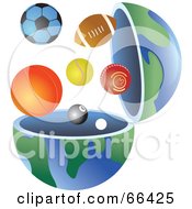 Poster, Art Print Of Open Globe With Sports Balls