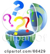 Poster, Art Print Of Open Globe With Question Marks